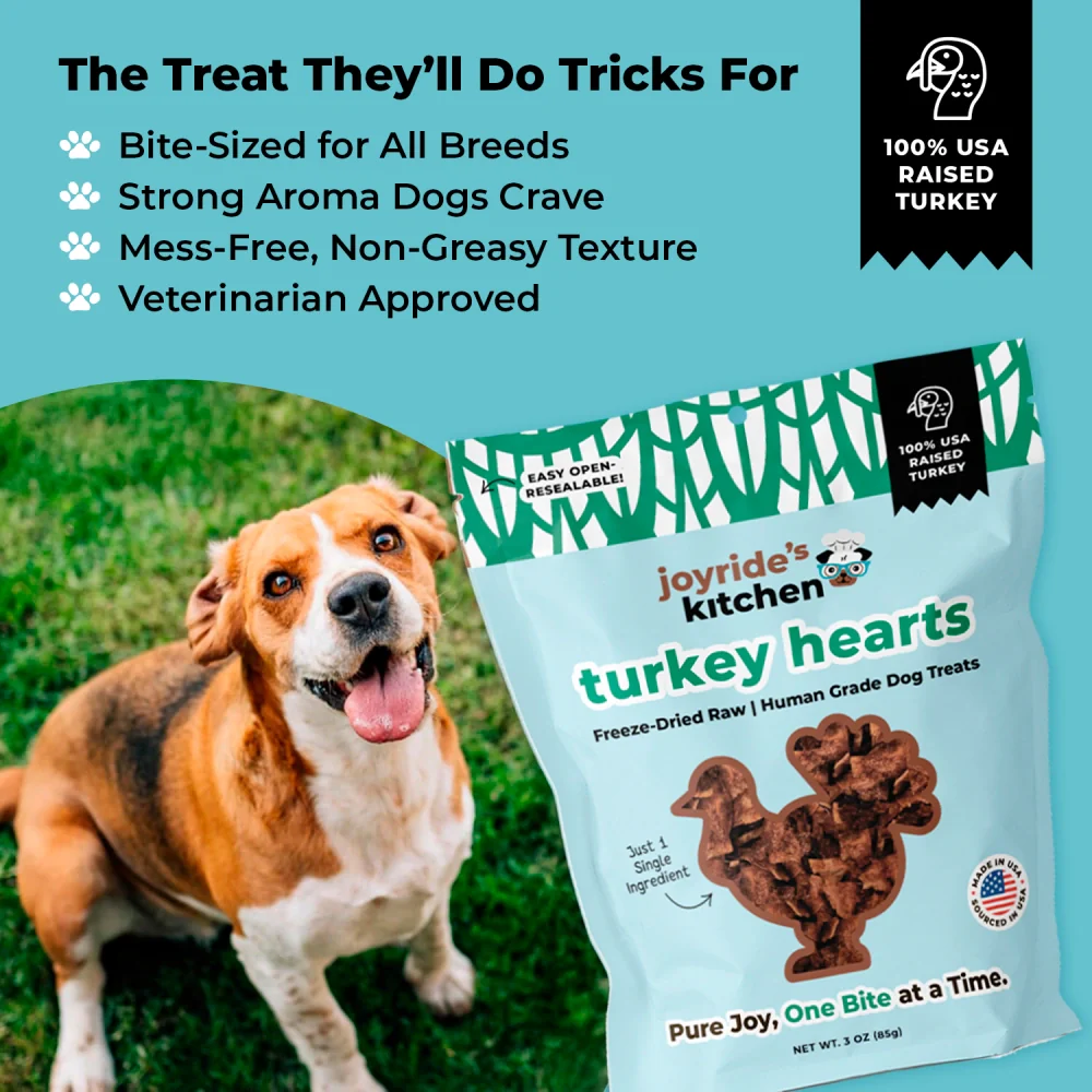 Joyride's Kitchen Premium Turkey Hearts Freeze-Dried Raw Dog Treats - Image 5